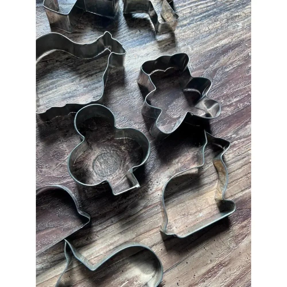 Vintage Metal Cookie Cutters Lot, Christmas Cookie Cutters, Animal Shapes
